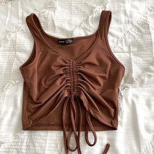 Brown Rutched Tank